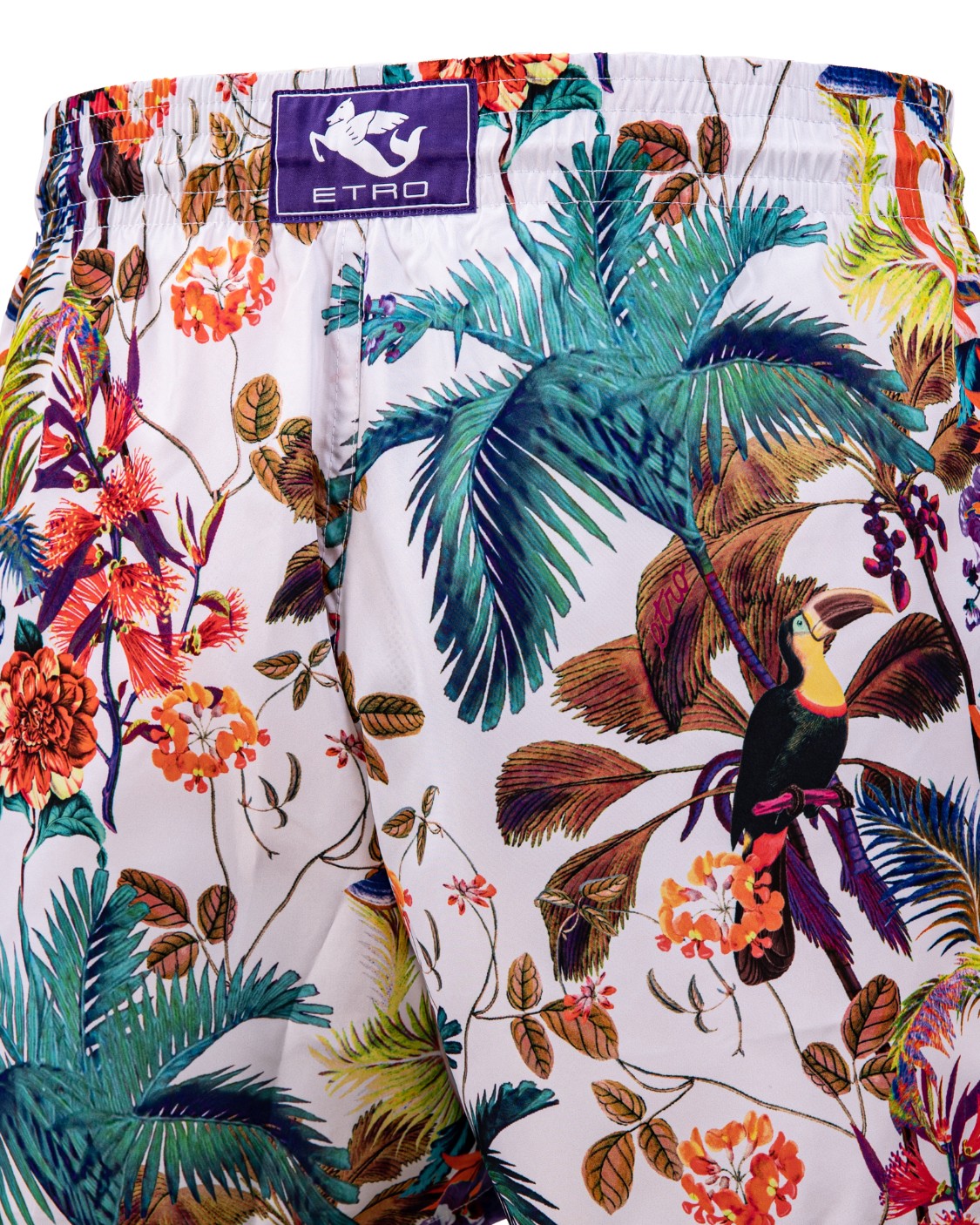 shop ETRO  Boxer mare: Etro costume con stampa all over con fiori tropicali, foglie e uccelli.
Vestibilità regular.
Tasche laterali.
Chiusura con coulisse.
Tasca posteriore a pattina con strappo.
Etichetta in silicone con Pegaso Tritone.
Composizione: 100% poliestere.
Made in Italy.. 1B350 1068-0991 number 1681819